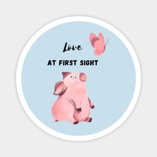 Love At First Sight - Funny Pig Design Magnet